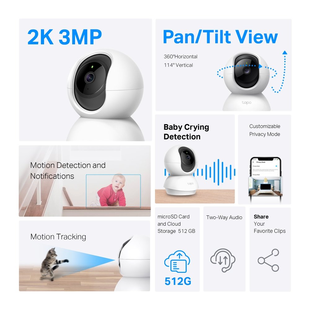 Wi-Fi CAMERA Home Security TP LINK TAPO TC71 TILT 3MP