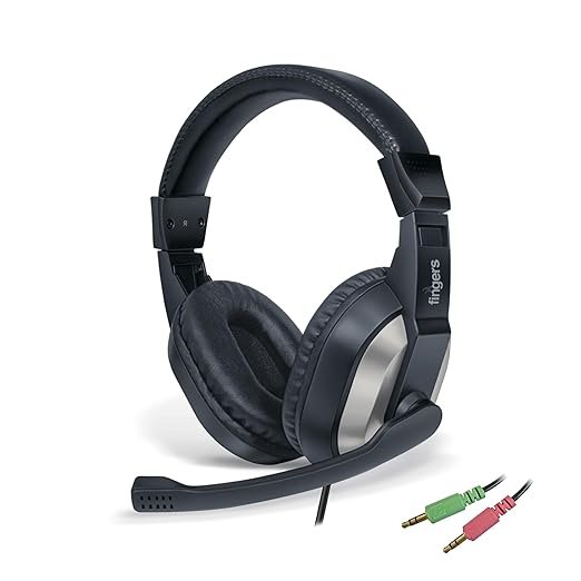 FINGERS F10 Wired Headphone On-Ear with Built-in Adjustable Mic (Crystal Clear Sound, 40 mm Powerful