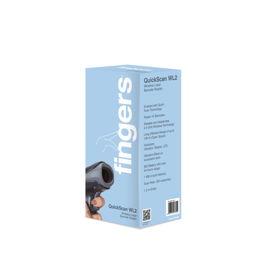 Fingers Quickscan WL2 Barcode Scanner with Quickscan Technology Wireless