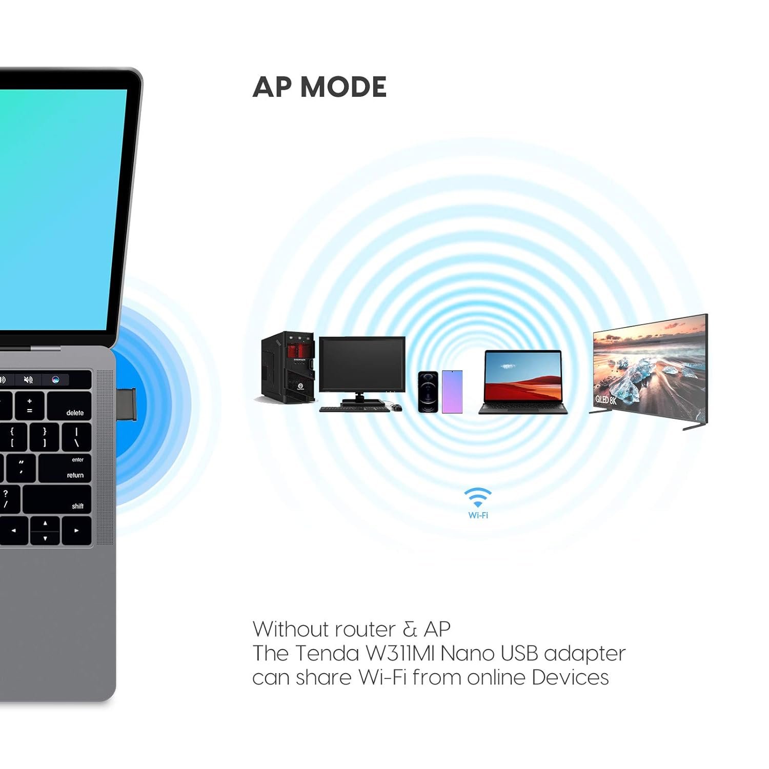 Tenda WI-FI Wireless 6 Nano USB Adapter AX300 , Black TE W311 M1