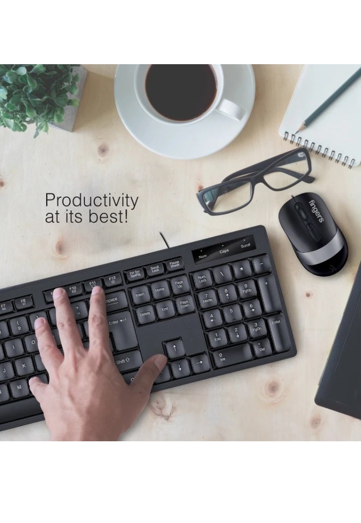 FINGERS Cheesy Combo With Mouse Wired USB Standard Multi-device Keyboard Compatible with Desktop, La