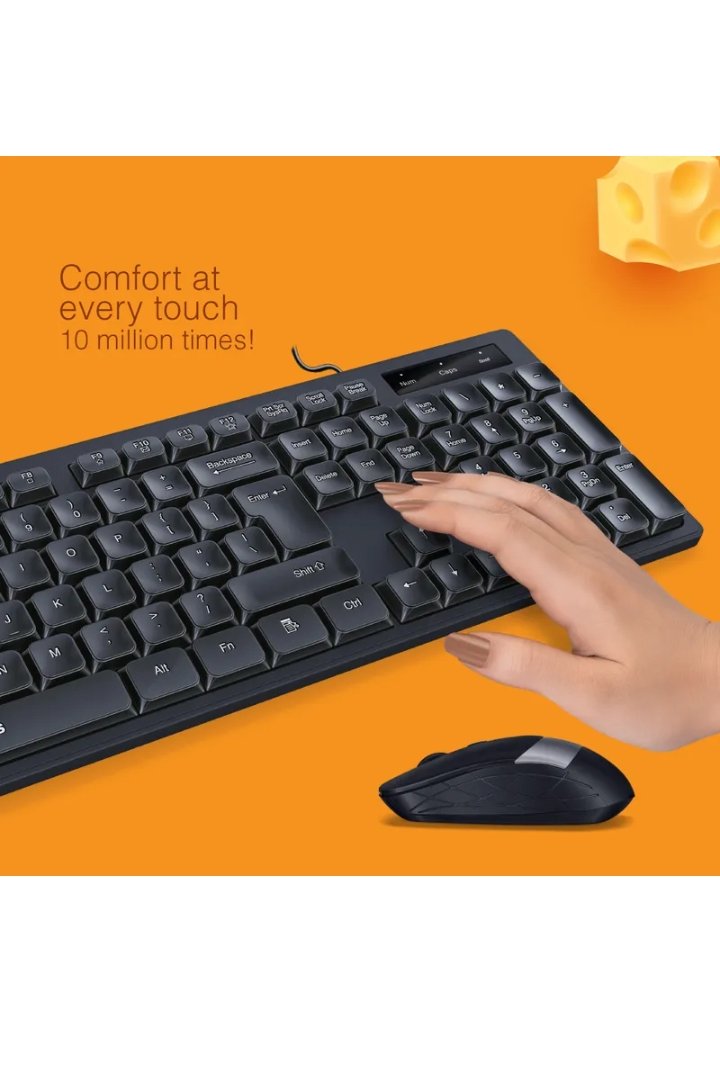 FINGERS Cheesy Combo With Mouse Wired USB Standard Multi-device Keyboard Compatible with Desktop, La