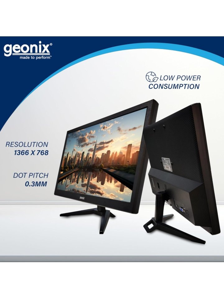 GEONIX PC Monitor (47 cm/18.5 Inch)hh | Resolution 1366 x 768 | Display Output-VGA &amp; HDMI | LED