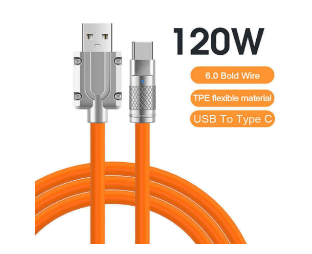 Sixface 120W Super Fast charge, Dash charge Type-C Cable | Premium Zinc Alloy Connectors, Liquid Sil