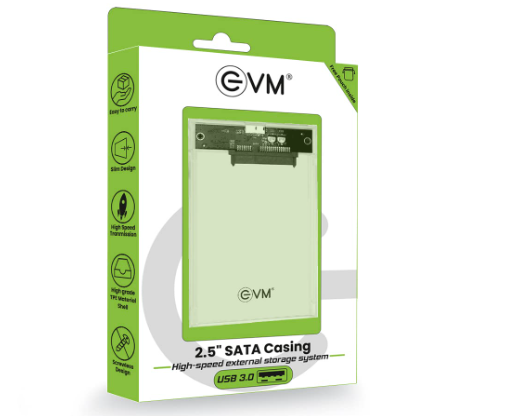 EVM 2.5" SATA SSD Casing USB 3.0 - Portable External Hard Drive/SSD Transparent Case Cover - Fa