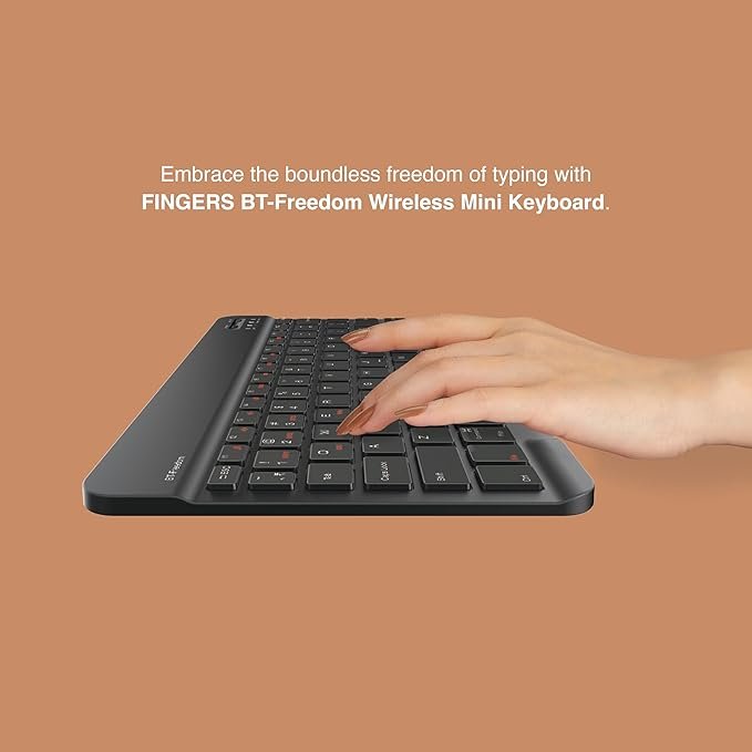 FINGERS BT-Freedom Bluetooth Mini Keyboard (Type-C Rechargeable with 30-Day worktime, X-Type Scissor